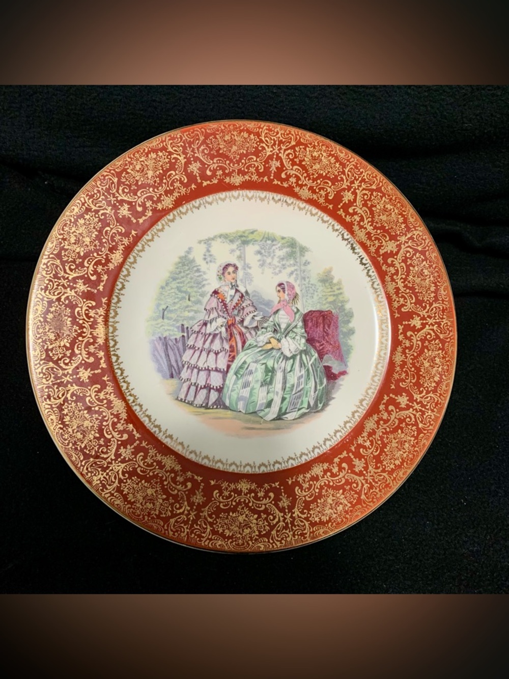 🔍 Vintage Salem Century Godey Prints Service Plate • 23 Karat Gold • Made in USA